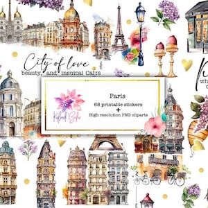 68 Vintage Paris Printable stickers plus  high resolutions  PNG clipart, digital stockers, vintage printable stickers, junky journal  pop3
