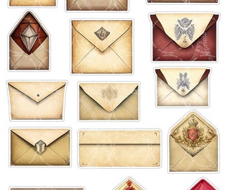 Vintage envelopes printable bundle, Scrapbooking, Printable Stickers, Junk Journal, Vintage Ephemera, Printable Stationery, Retro Design PO1