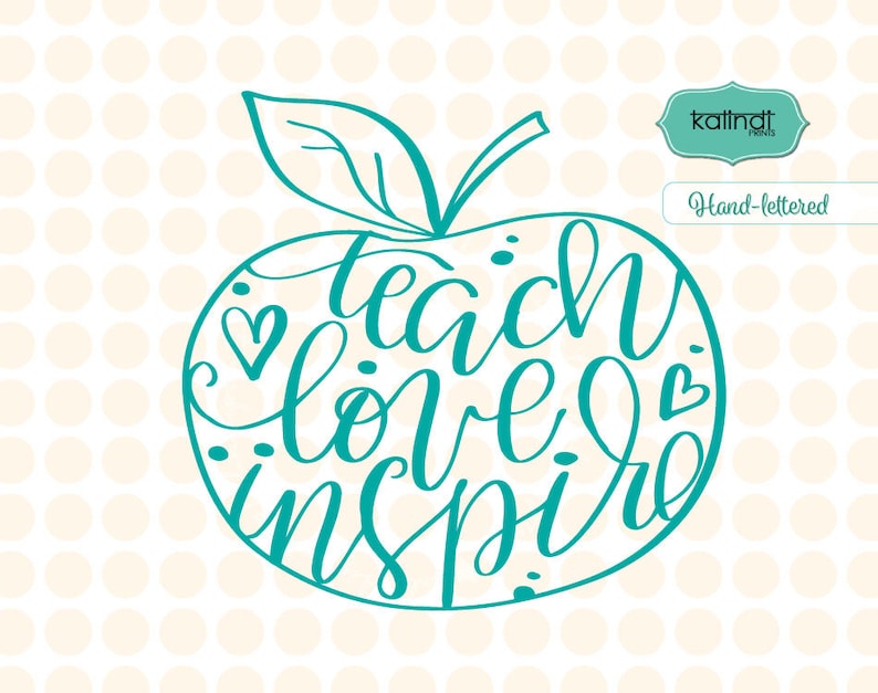 Download Teach love inspire svg apple svg back to school svg | Etsy