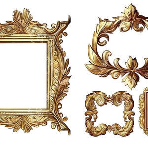 16 Gold Frames Printable Stickers, Png Digital Files V4 - Etsy