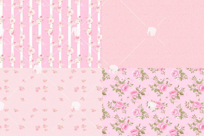 Shabby Chic seamless pattern, digital papers, COMMERCIAL USE, clipart, Journal stickers , Scrapbooking, Junk Journal, Vintage Ephemera w12 image 2