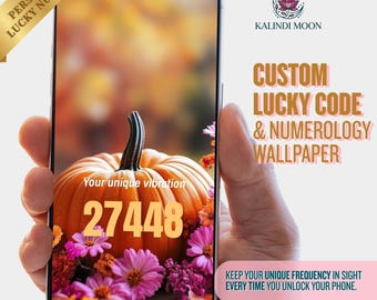Custom Pumpkin Lucky Code Wallpaper | Autumn Numerology Phone Background | Fall Lock Screen | Instant Digital Download