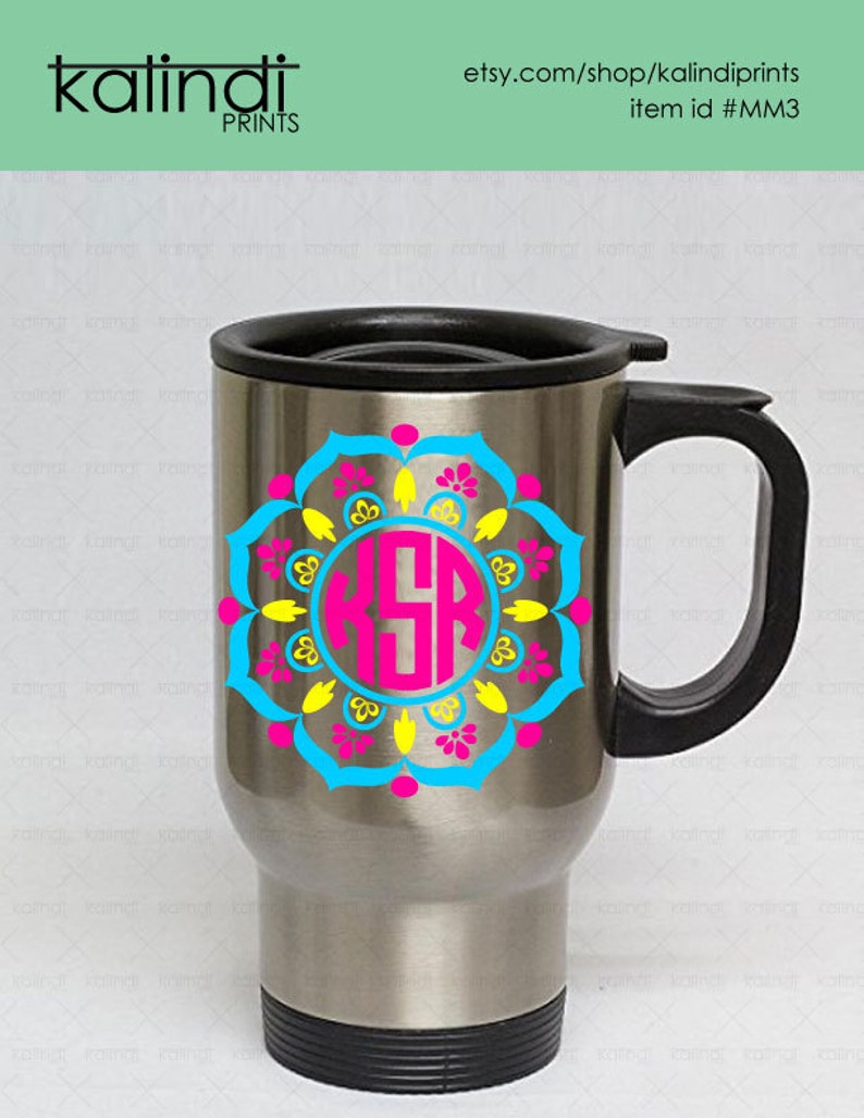 Download 3 colors Mandala Monogram frame SVG file. 1 SVG digital | Etsy