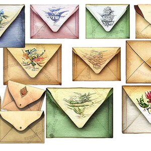 Vintage Envelopes Printable Bundle, Scrapbooking, Printable Stickers ...
