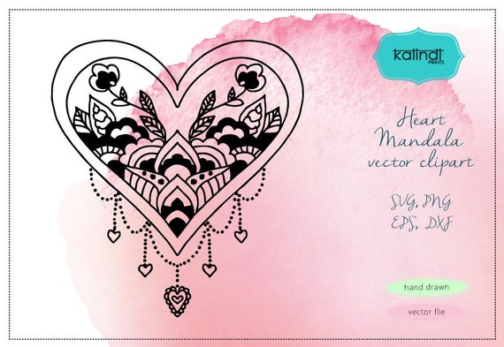 Heart Mandala Svg Love Vector Clipart Valentine Mandala Svg Etsy