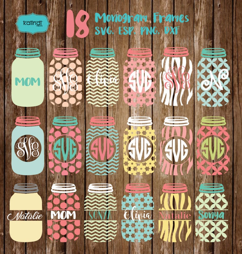 Mason Jar Monogram Frames Mason Jar Svg Mason Jar Monogram - Etsy