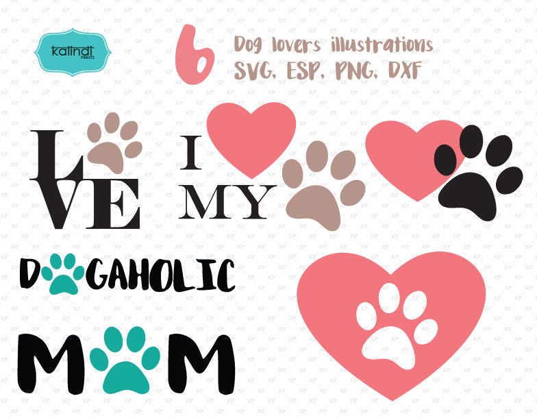Download Dog lovers svg set dogs svg paws svg flower svg dog mom | Etsy