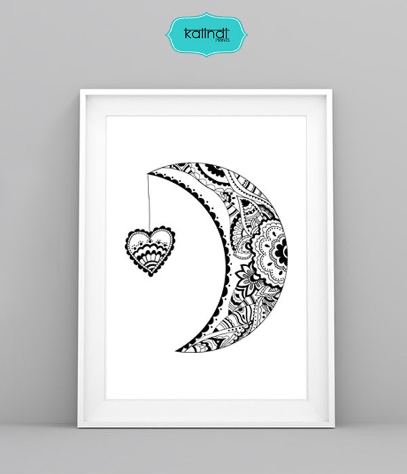 Download Mandala svg. Half Moon and Heart Mandala. Mandala vector ...