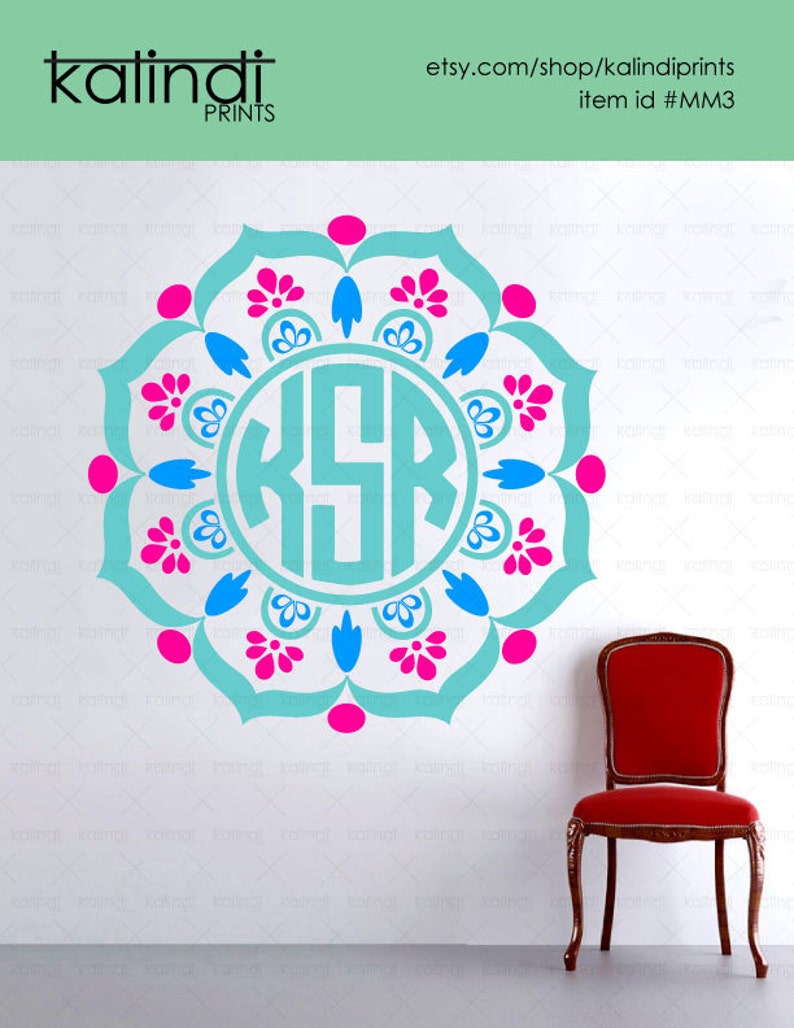 Download 3 colors Mandala Monogram frame SVG file. 1 SVG digital | Etsy