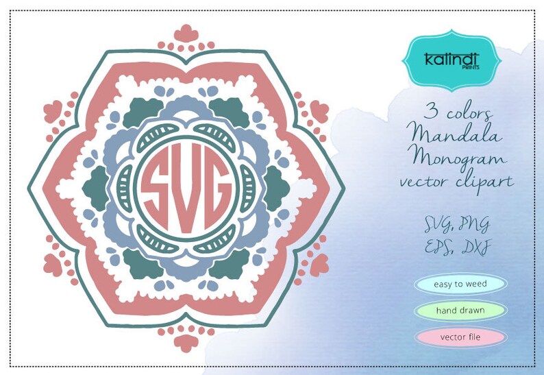 Download Art Collectibles Clip Art 3 Colors Mandala Svg Flower Svg Svg File Mandala Flower Svg Flower Monogram Svg Monogram Id Svgmm2 Monogram Svg Mandala Monogram Svg