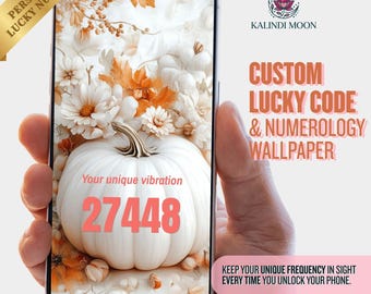 Custom Pumpkin Lucky Code Wallpaper | Autumn Numerology Phone Background | Fall Lock Screen | Instant Digital Download