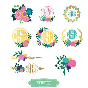 flower monogram svg, flower svg, monogram svg, svg, flower monogram, monogram frame svg, circle monogram svg, svg files for Cricut    MFP1