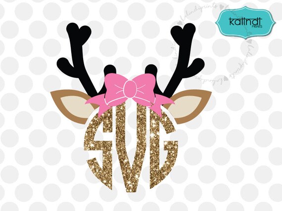 Download Reindeer Girl Monogram Frame Svg Christmas Svg Rudolph Svg Etsy