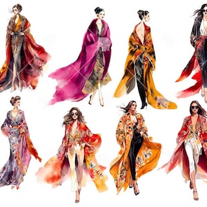 32 pegatinas imprimibles de chicas glamorosas, pegatinas bohemias imprimibles, PNG, pegatinas digitales, diarios basura, clipart de acuarela, pegatinas de chicas PC8