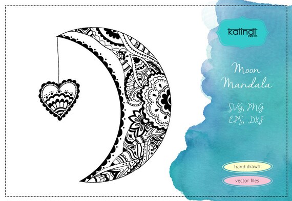 Download Mandala Svg Half Moon And Heart Mandala Mandala Vector Etsy