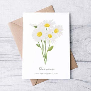 Gänseblümchen Karte, innen leer: A2 Blumen Grußkarte, April Geburtstagskarte, Geburtskarte