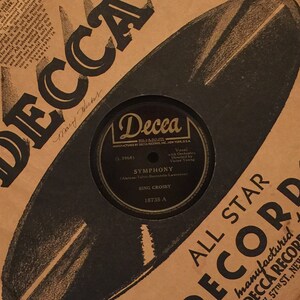 Vintage Bing Crosby Symphony Beautiful Love 78 Vinyl Record