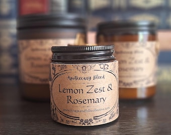 Lemon Zest & Rosemary: Apothecary Essential Oil Handmade Soy Candle