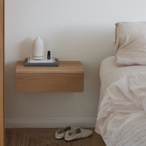 Floating Modern Nightstand With Drawer Mid Century Modern Etsy