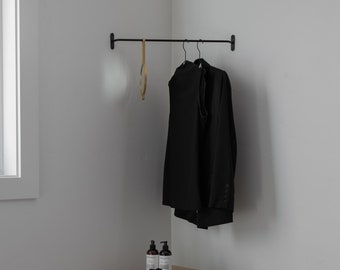 Corner Clothes Rack Black | Wall Clothes Rack | Corner Hanging Rack