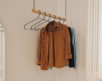 Ceiling Hanging Wood Clothing Rack | Garment Display