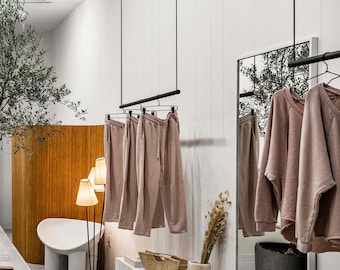 Adjustable Ceiling Clothes Rack Black | Modern Clothing Rails