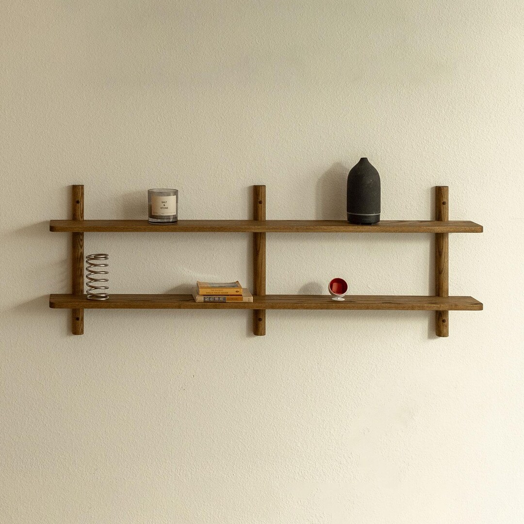 Two Tiered Wall Shelf Wide | Handcrafted Mcm and Modern Wall Shelves ...