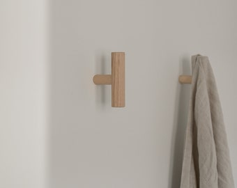 Dos ganchos de pared modernos / gancho de abrigo de madera / madera o gancho de pared de madera