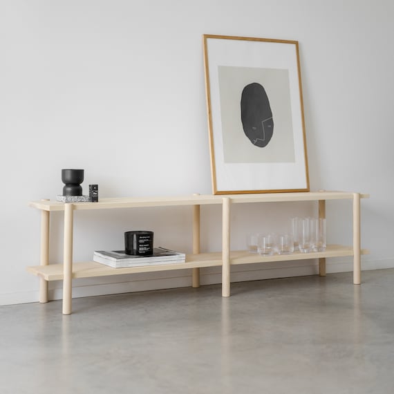 Low Shelving Unit Wooden Shelving Unit Modern Shelving Unit Etsy