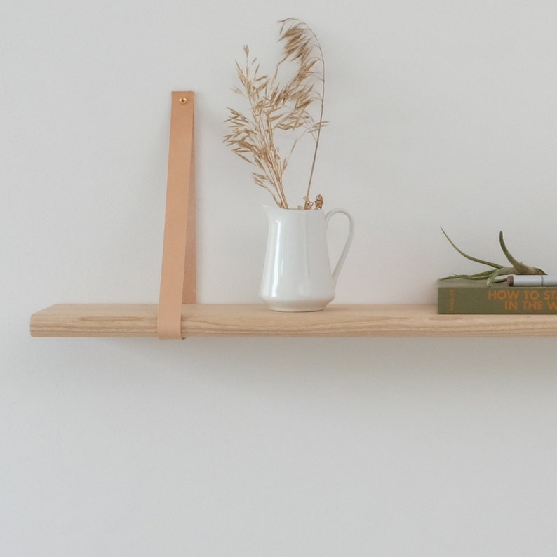 Leather Strap Shelf Floating Shelf with Leather Straps Etsy