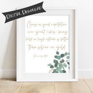 Proverbs 22:1 Good Reputation...Better than Silver or Gold | Digital Download | Bible Verse | Do Everything in Love | Scripture Wall Art