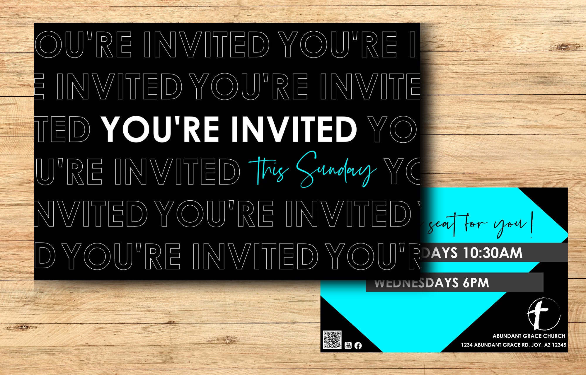 Church Invitation Card Template for Canva, Customizable Inivitation for ...