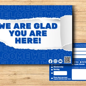 Connection Card for Churches, Welcome Card, Church Template in Canva