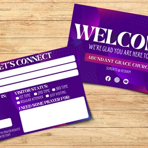 Tarjeta de conexión para iglesias, Tarjeta de bienvenida, Plantilla de iglesia en Canva, Plantilla de cuenta Canva Pro