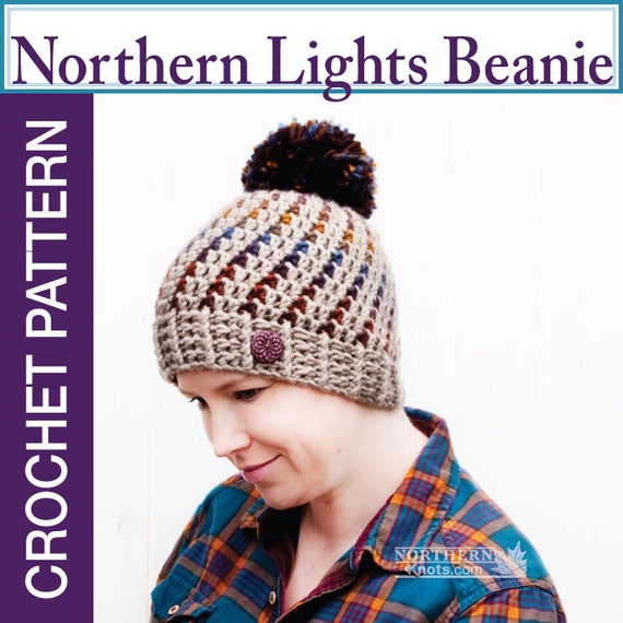 Crochet Hat Pattern Northern Lights Pom Pom Hat Crochet Etsy