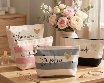 Bridesmaid Gifts - Personalized Makeup Bags for Bridal Party
