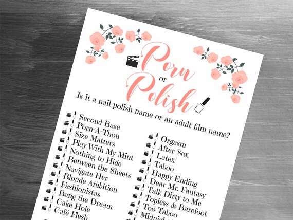 Off Game Porn - Porn or Polish Game, Bachelorette Games, Bachelorette Party Game, Digital  Prints, Porn or Polish Printable Game, Instant Download PDF