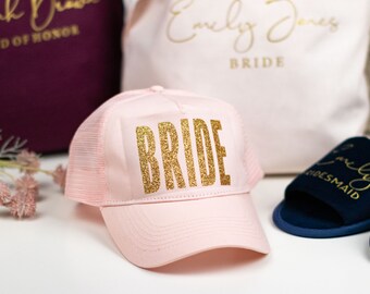 Bachelorette Hats, BRIDE SQUAD HATS/Snapbacks, Hen Party Baseball Caps, Custom Bridal Trucker Hat, Personalized Wedding Party Truck Hat