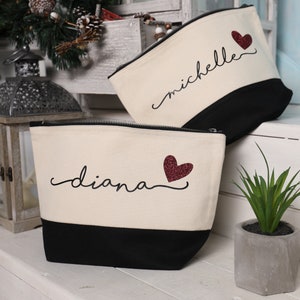 Personalized Canvas Makeup Bag for Women with Custom Name