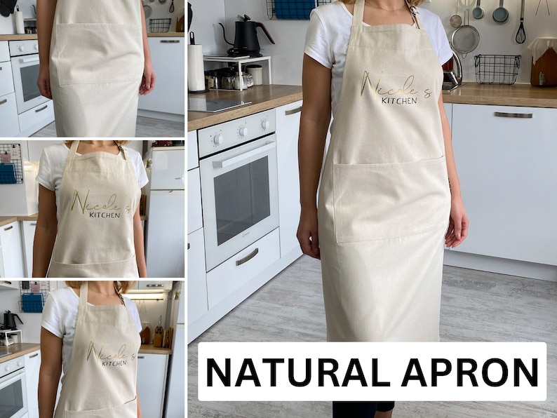 Kitchen Apron Custom Apron Cute Apron Housewarming Gift Mothers Day Gift For Mom New Home Gift Hostess Gift Kitchen Decor Cooking Gift Chef Natural apron