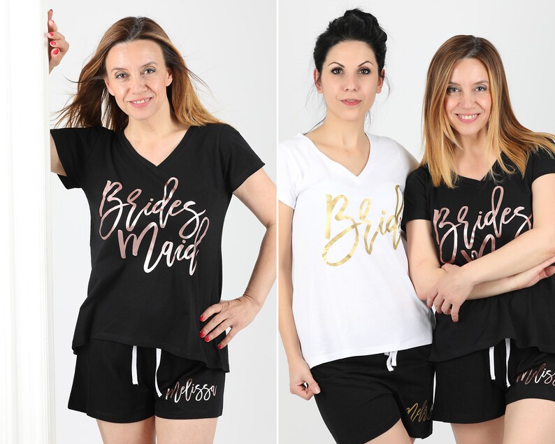 Personalized Pajamas for a group party bachelorette women | Etsy