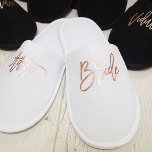 Bridesmaid Slipper, Adult Party Favor, Bridesmaid Slippers Set, Custom Wedding Slipper, Personalize Bridal Slipper Woman, Girls Trip Gift image 7