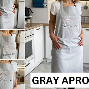 Kitchen Apron Custom Apron Cute Apron Housewarming Gift Mothers Day Gift For Mom New Home Gift Hostess Gift Kitchen Decor Cooking Gift Chef Gray apron