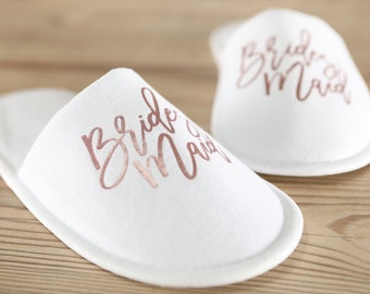 Personalized Slippers for Getting Ready on Wedding Day for Bridal Party - Bride, Groom, Bridesmaid, Groomsman, Maid of Honor, MOB, MOG etc.