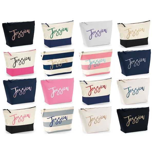 Personalized Canvas Makeup Bag for Women with Custom Name - a Unique Gift for Her (for birthday, Christmas, graduation or Just Because)