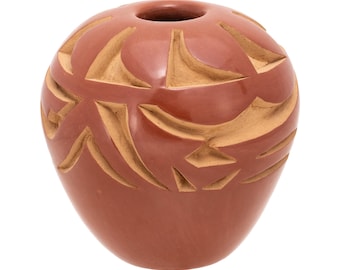Santa Clara Miniature Redware Pottery Jar Signed Brenda Martinez