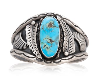 Navajo Lee Mccray Sterling Silver Gemstone Inlay Cuff Bracelet - Etsy