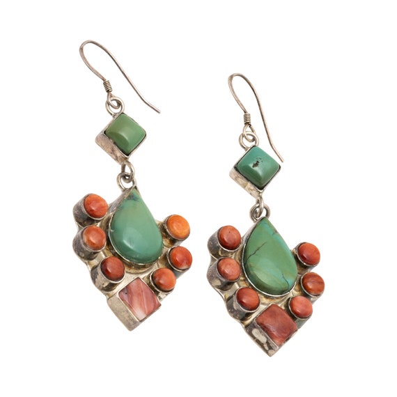 Zuni Coral and Turquoise Earrings