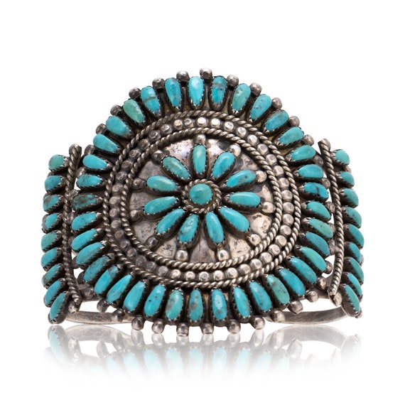 Native American Zuni Turquoise Bracelet - Zuni Needlepoint Turquoise C –  Cosmic Norbu