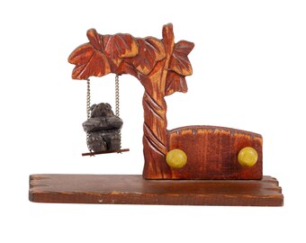 Miniature Black Forest Bear on Swing Set